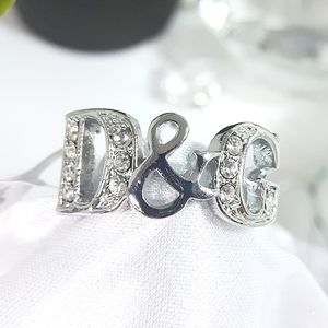 Silver Tone Fashion🎀D&GRing🎀White Crystal Rhinestone